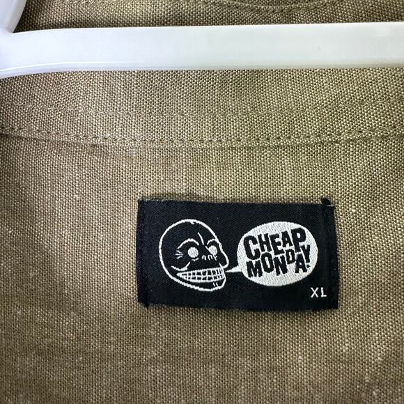 Cheap Monday Damon Shirt Men's‎ XL Button Up Olive Green Cotton Grunge Skater - Picture 3 of 6